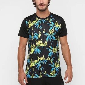 Adidas | Climacool Black and Blue Leaf Print Men's Tee Size Large